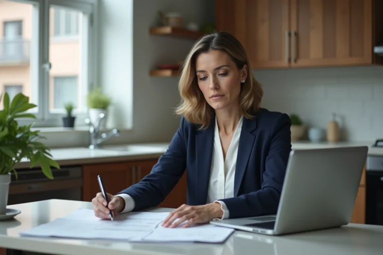 Femme professionnelle travaillant à la maison